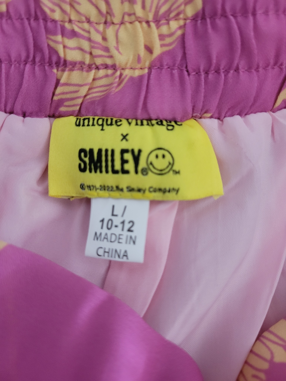 Unique Vintage Pink Floral High-Waist Ruffle Wrap Shorts with Purple Tie - Picture 5 of 5